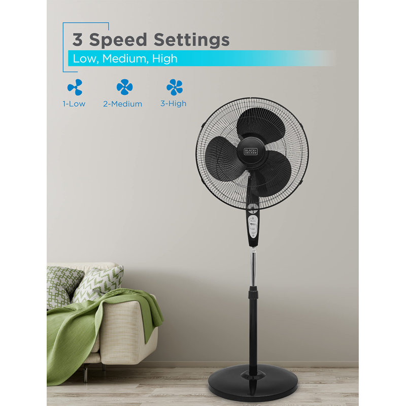 BFP Series BLACK + DECKER 18-Inch, Stand Fan with Remote, Black
