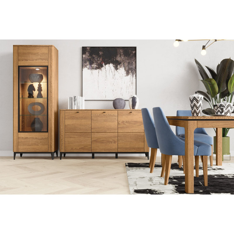 Eastmont Manufactured + Solid Oak Wood 3-Door Sideboard