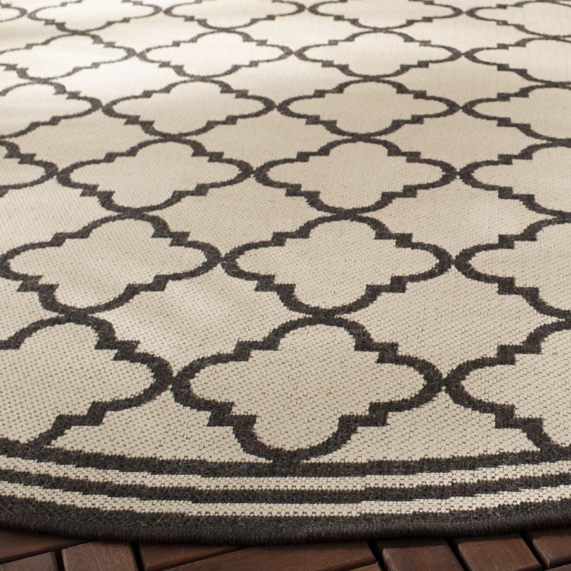 Adler Performance Geometric Indoor/Outdoor Area Rug, Round 4'