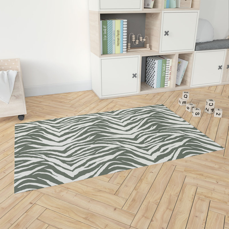 Zebra Patch Kids Play Mat, Rectangle 3' x 5', Chimichurri/Green