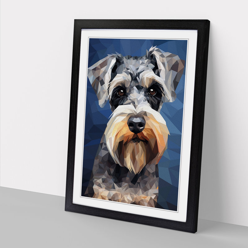 Schnauzer Geometric No.2 - Framed Print, 34cm H x 25cm W x 2cm D, Black 