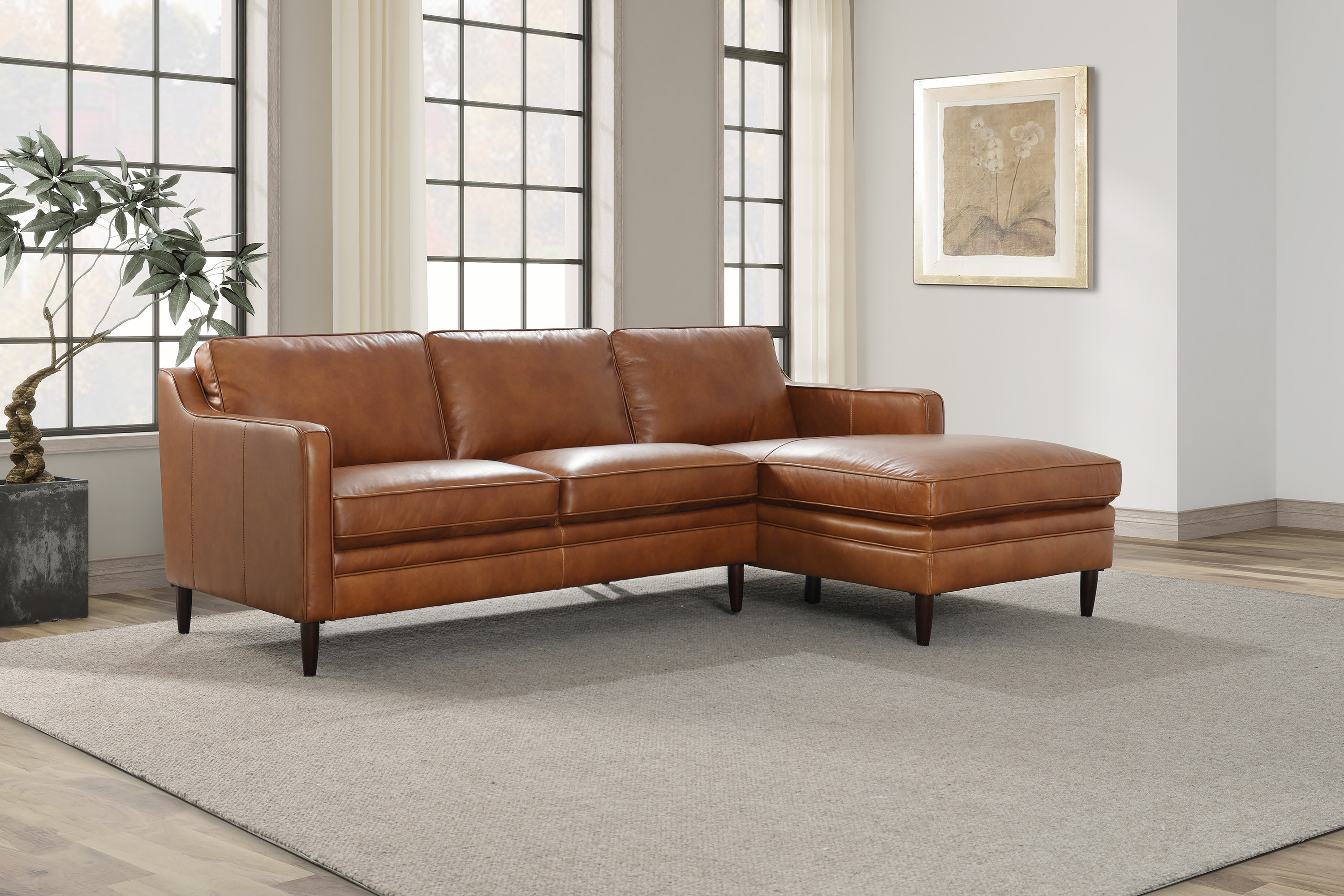 Ashtabula Genuine Leather 100" 2-Piece Sectional Sofa