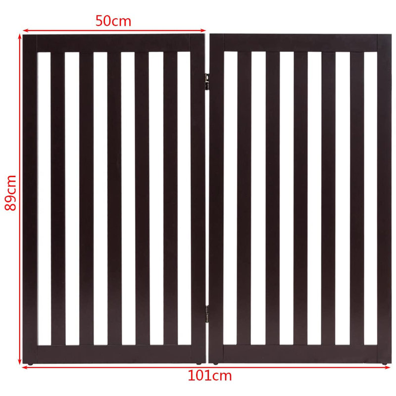 Tolar Wood Free Standing Pet Gate, Brown, 89cm H x 101cm W x 1.5cm D