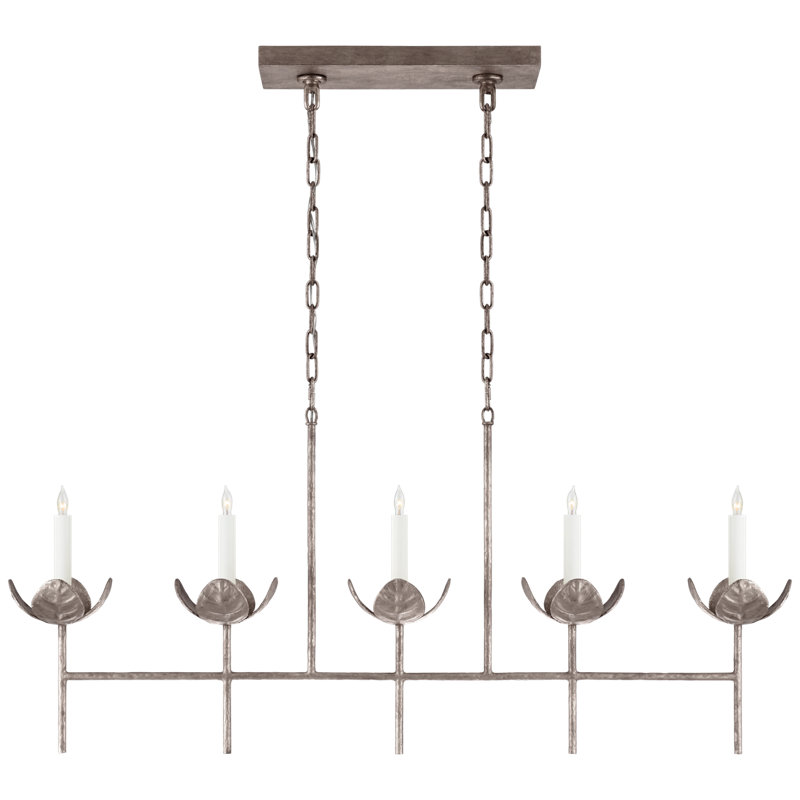 Julie Neill Illana Large Linear Chandelier, Burnished Silver Leaf