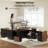 Adonia 63" W L-Shaped Electric Height Adjustable Standing Desk With 3 Drawers File Cabinet, Privacy Panel, AC/USB , Sit-Stand Home Office Corner Desk, Black Walnut-673585232