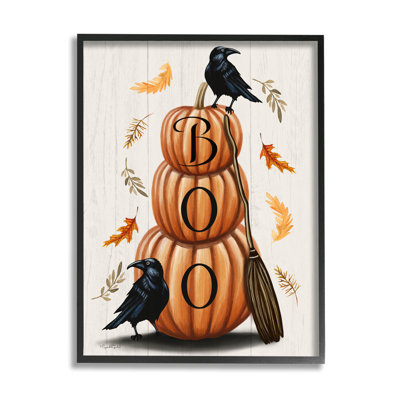 «Boo Ravens Pumpkin Stack» par Elizabeth Tyndall - Art textuel sur toile