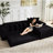 New Arrived 3 Seat Black Corduroy L-Shape , Convertible To Bed, 8 Pillows, Magazine Bag, No Assembly For Apartments Oversize Convertible, Comfortable Lounging, Cozy Bedrooms-1674517986-1674517987