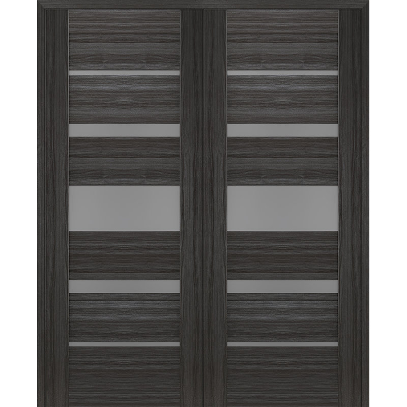 Porte française Kina, 59,5 po x 95,24 po, Chêne gris, Réversible