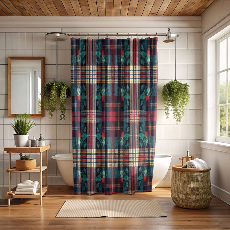 Rideau de douche standard 1 pièce Bold Tartan Stripes, H 74 po x l 71 po