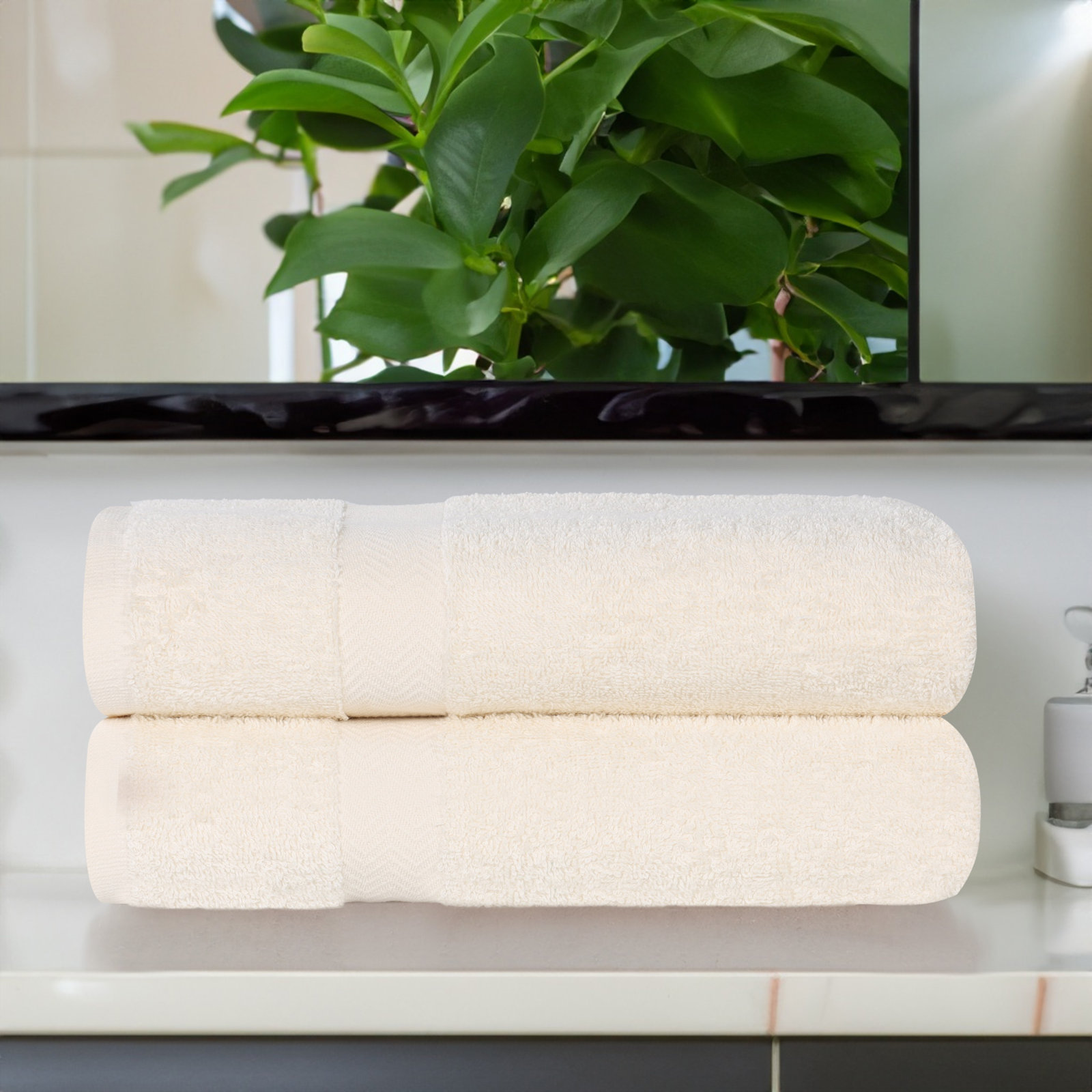 Franklin Cotton Lightweight Quick-Drying Face Towel Washcloth, Ivory, 2 Pieces Towel Set