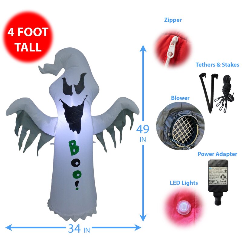 The Holiday Aisle® Halloween Inflatable Ghost & Reviews | Wayfair