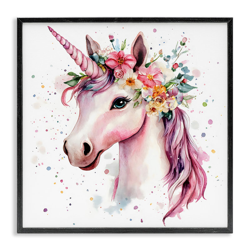 Giclée majestueuse de style licorne moderne, conçue par Creative Studio, H 17 po x l 17 po, Giclée encadrée noir minuit