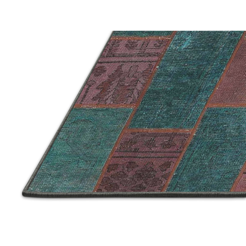 Tapis de zone turquoise/brun contemporain, Rectangle 8 pi x 12 pi