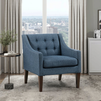 Chaise d'appoint - Tissu d'ameublement bleu capitonné