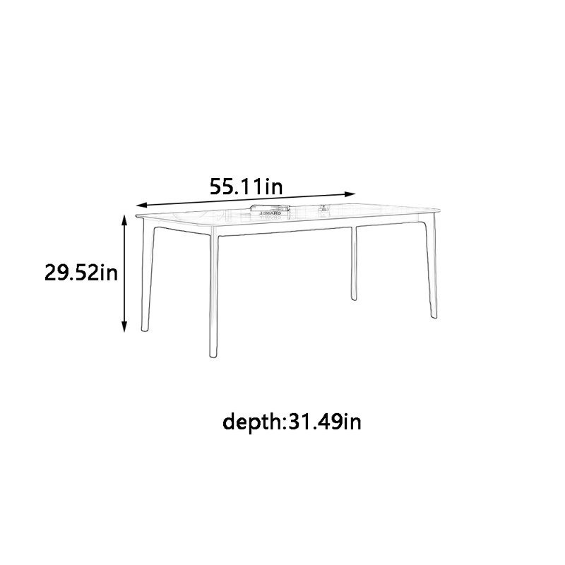 Table de salle à manger Light Luxury, H 29,52 po x L 55,11 po x l 31,49 po, Gris