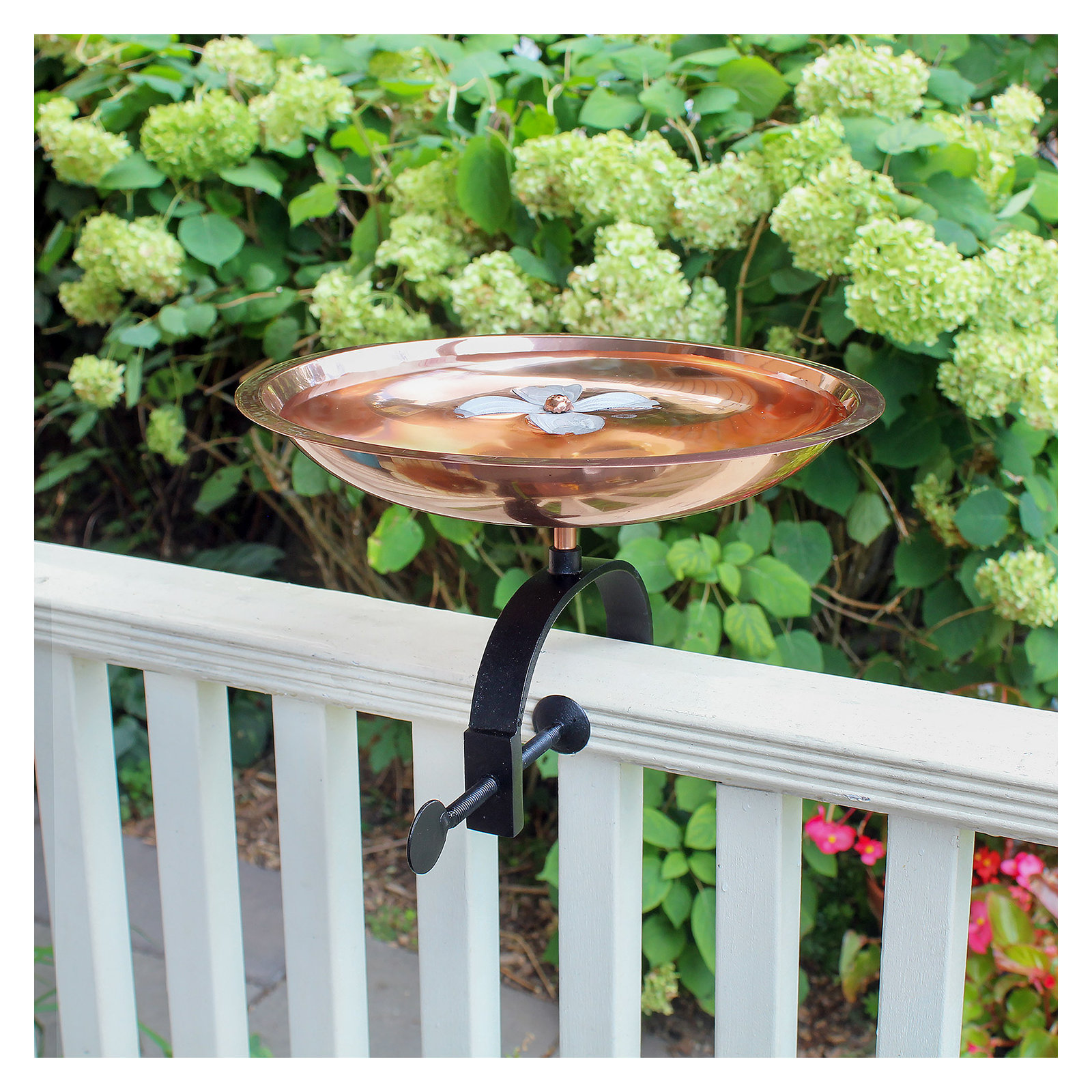 Dogwood Birdbath with Over Rail Bracket