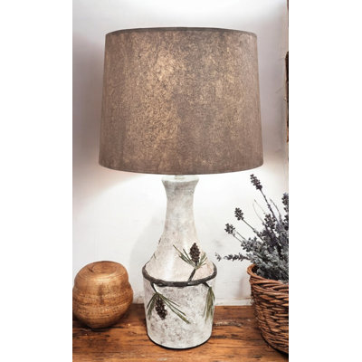 Winter Vase Table Lamp with Pine Cone Accent