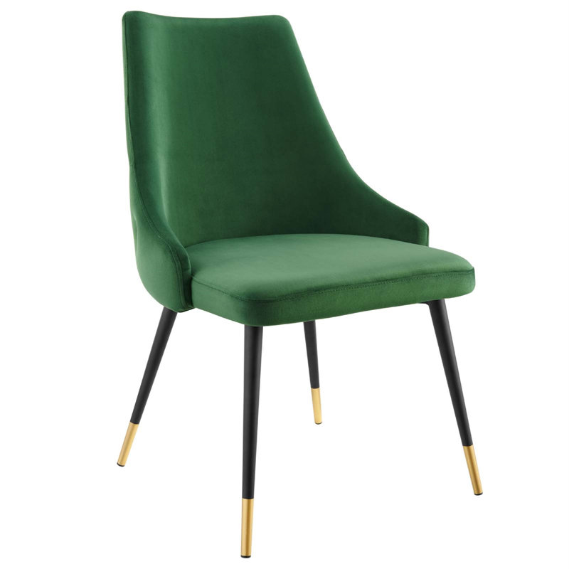 Chaise parsons capitonnée en velours, Émeraude