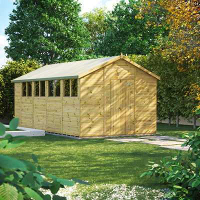Powersheds 18 x 10ft Premium Pressure Treated Timber Apex Garden Shed