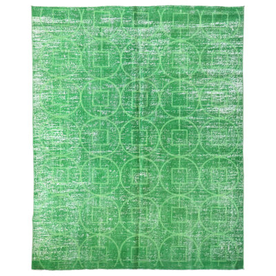 Embroidered Overdye One-of-a-Kind 6'11" X 8'11" 1920s Wool Area Rug in