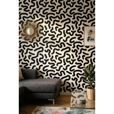 Papier peint à motif abstrait lignes organiques modernes