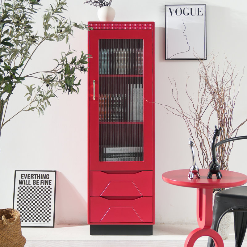 Modern and Simple Rose Red Display Cabinet