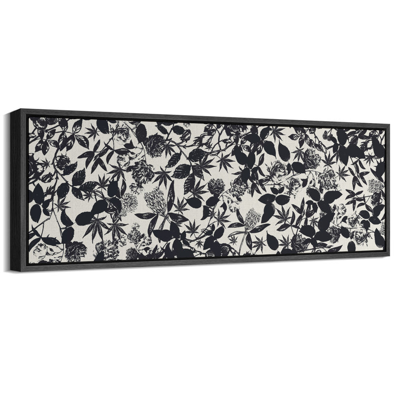 Décoration murale rétro rétro floral rétro, H 20 po x l 60 po, Noir