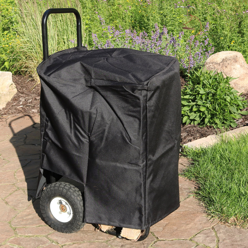 Bolton Outdoor Firewood Log Cart with Pneumatic Wheels and PVC Protective Cover - 250-lb Capacity