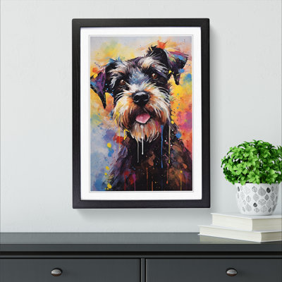 Schnauzer Action Painting - Framed Print