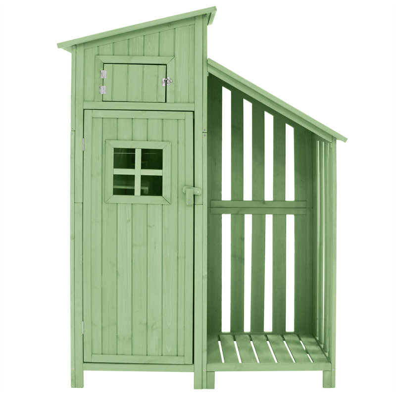 Busireddy 10 ft. 4 in. W x 3 ft. 10 in. D Manufactured Wood Steep Slope Tool Shed, Green