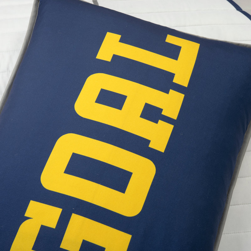 White and Navy Reversible Soccer Twin Microfiber Quilt Set
