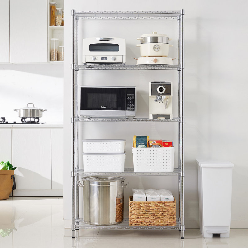 Étagère de rangement à 5 niveaux, H 63 po x l 24 po x P 14 po, Chrome chrome