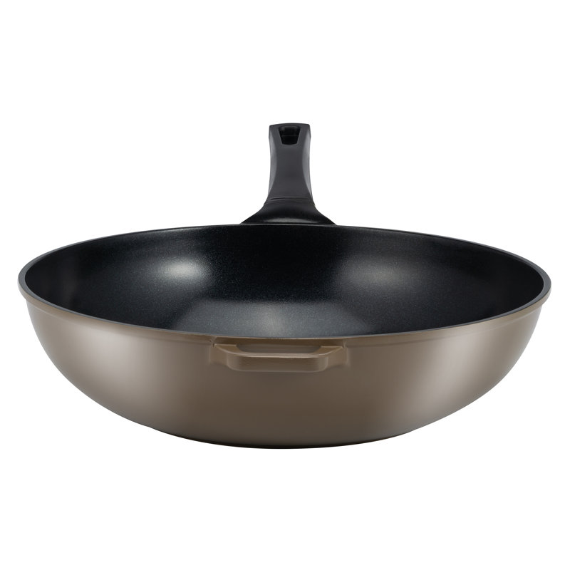 Wok Green Earth par Ozeri, avec revêtement antiadhésif en céramique lisse (100% PTFE et sans PFOA), Shitake brun