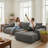 97" L  L-Shaped  Boneless Sofa with Chaise Lounge, Tool-Free Setup, Modular Sectional Couch with Ottoman & Pillow for Living Room, Bedroom, Upholstered Corduroy/Checkered Couch-2018352452-2018352453