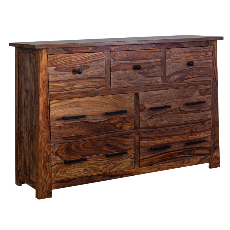 Commode double 7 tiroirs Ringgold, Brun