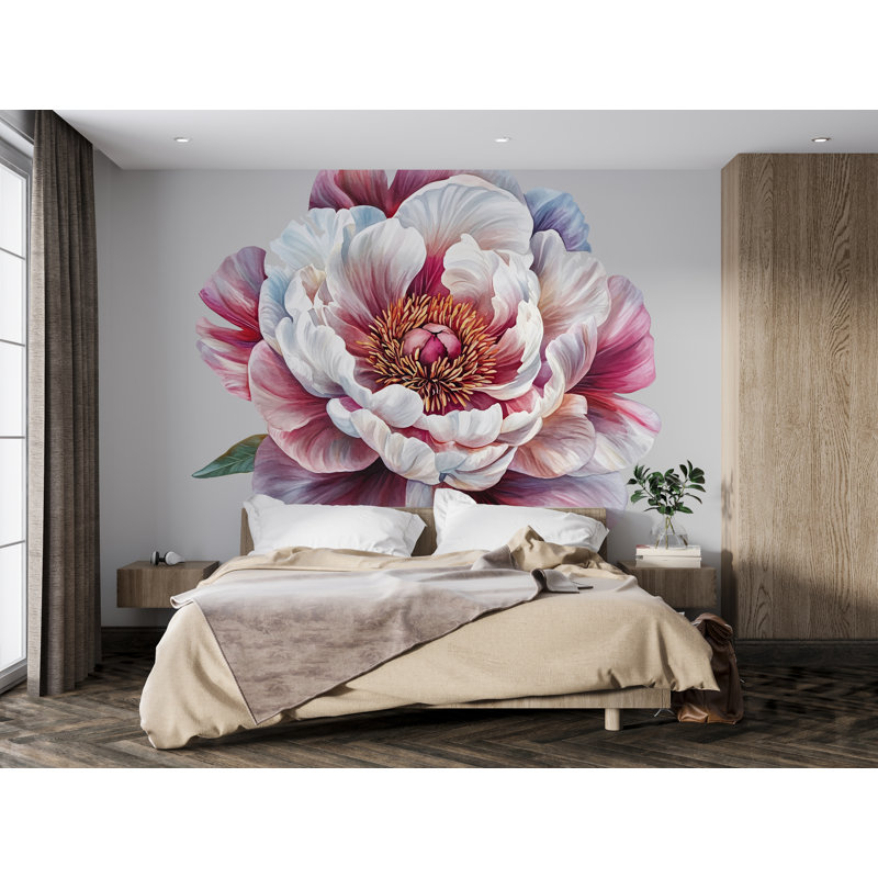 Adhésif décoratif grande pivoine - aquarelle floral décoratif pour chambre 022Mv, H 25 po x l 25 po