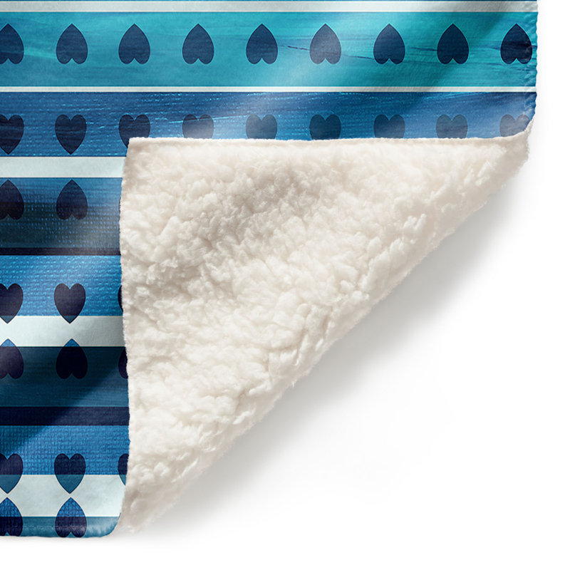 Couverture sherpa doux love love blue, l 51 po x L 60 po