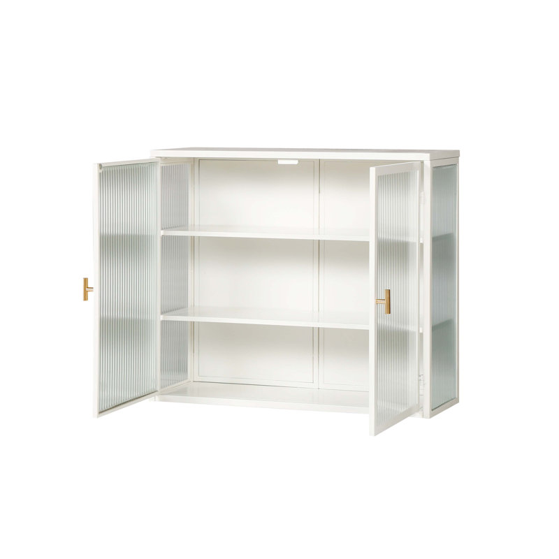 Armoire murale moderne à deux portes en verre, Blanc