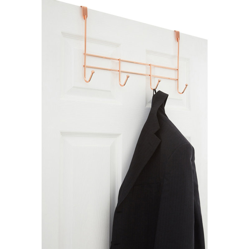 Iron Over-the-Door 4 - Hook Wall Mounted Coat Rack, Rose Gold