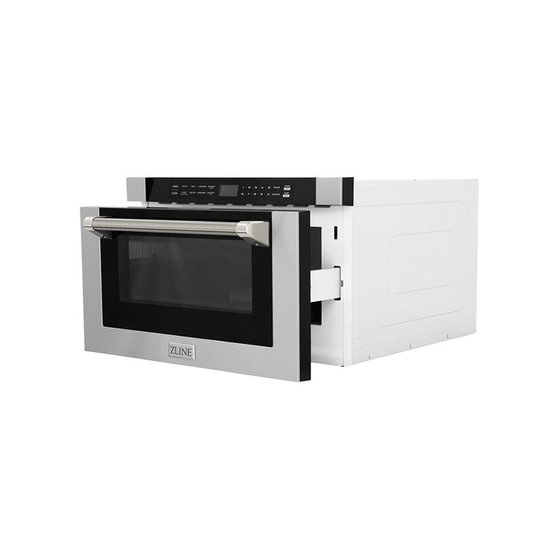 ZLINE Autograph 24 in. Microwave Drawer in Stainless Steel and Polished Nickel Helix Handle, Polished Nickel