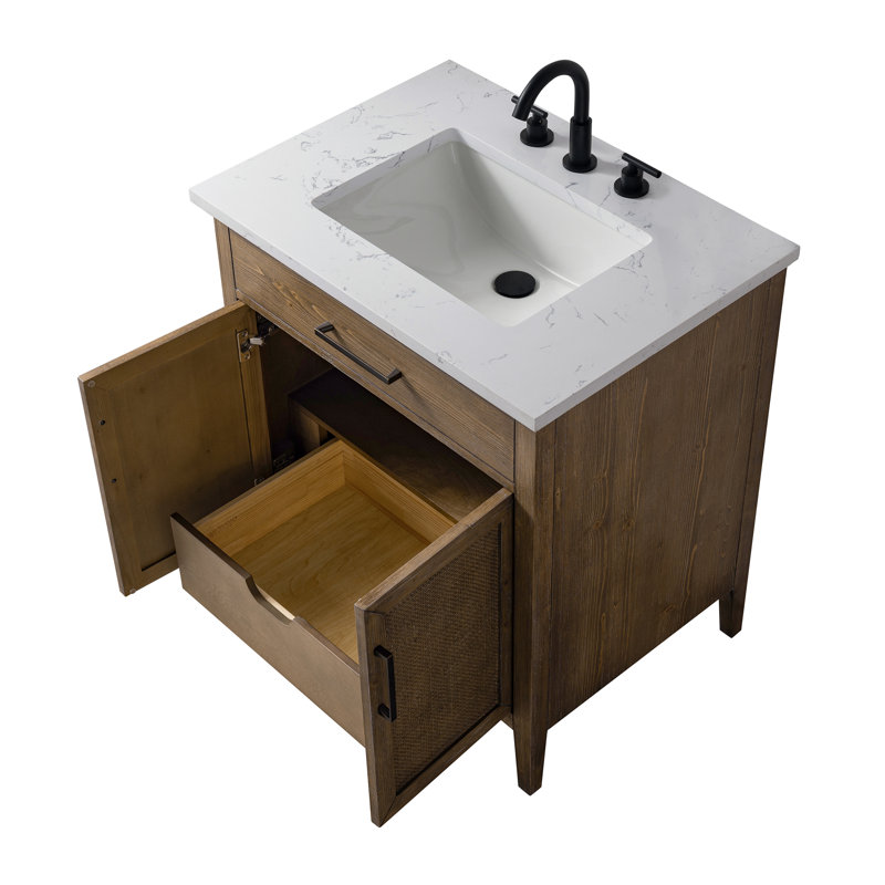 Meuble-lavabo simple 30 po avec dessus Sebastiano, Brun antique