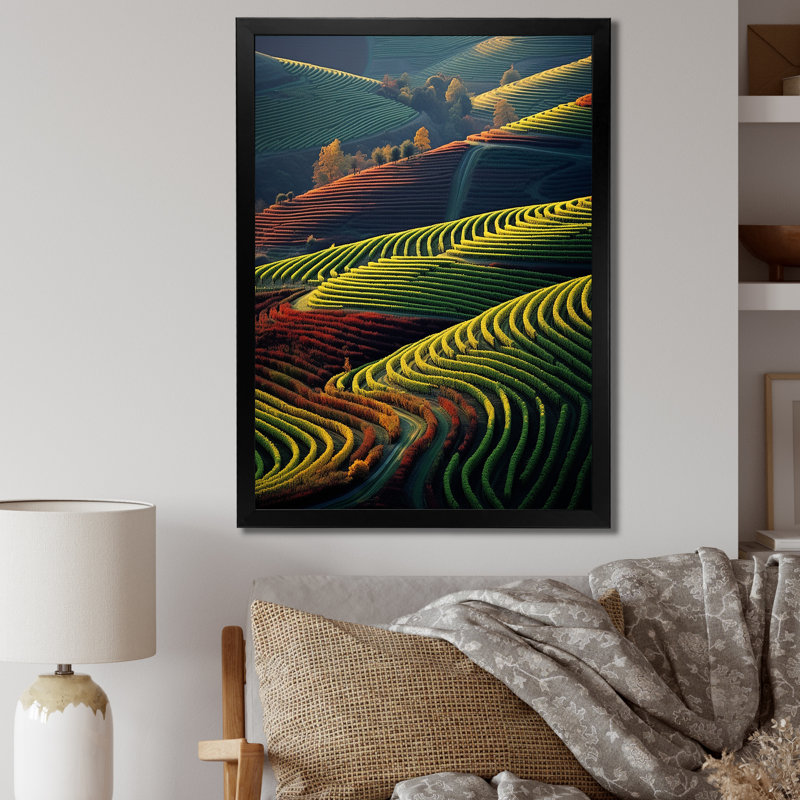 Reproduction d'art sur toile Scenic Dynamic Vineyard III - Landscape & Nature, Cadre photo noir, H 44 po x l 34 po x P 1,5 po
