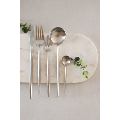 GENOA Matte Silver Stainless Steel Flatware (Service for 8)