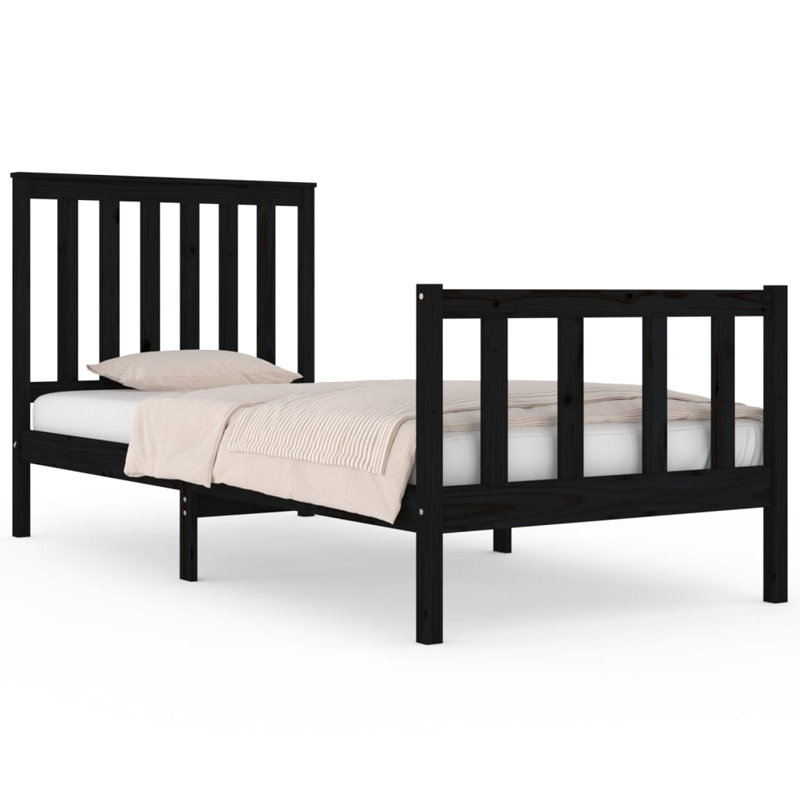 Bed Frame Solid Wood, black, 75 x 190 cm