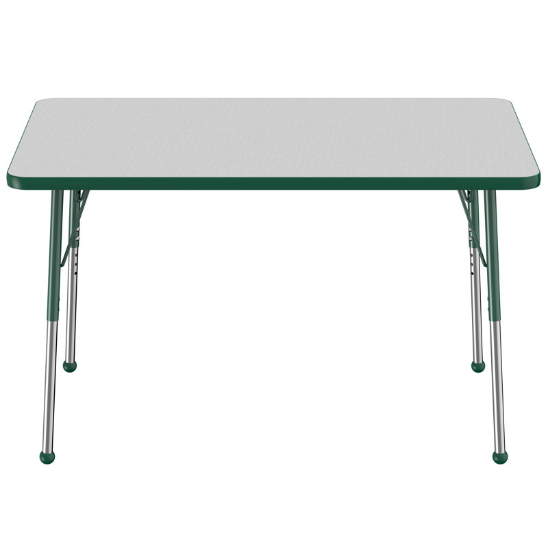 Rectangular Classroom Table, Gris, vert