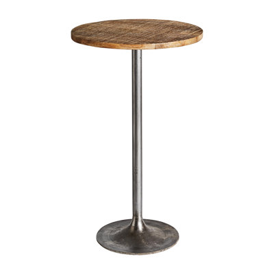 Marcial Mango Round Wood Top Dining Table with Iron Base