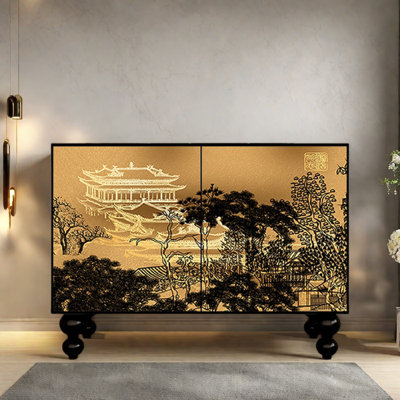 Armoire décorative à double porte et console de rangement