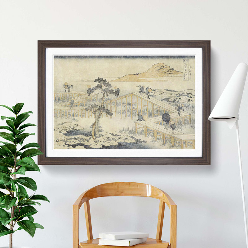 Ancient View Of Yatsuhashi In Mikawa Province by Katsushika Hokusai - Single Picture Frame Painting, 33cm H x 45cm W x 2cm D