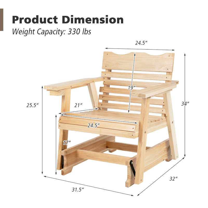 Chaise berçante d'extérieur en bois massif Aamanah
