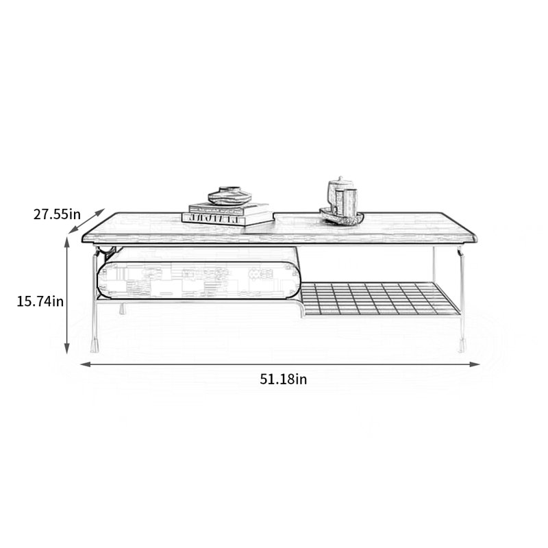 Table basse créative rétro, H 15,74 po x L 51,18 po x l 27,55 po